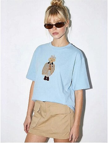 T-shirt girocollo ricamata dalla vestibilità rilassata lucci