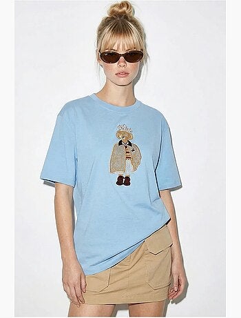 T-shirt girocollo ricamata dalla vestibilità rilassata lucci