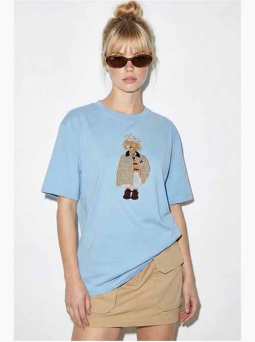 T-shirt girocollo ricamata dalla vestibilità rilassata lucci - Kiabi T-shirt girocollo ricamata dalla vestibilità rilassata lucci - Kiabi