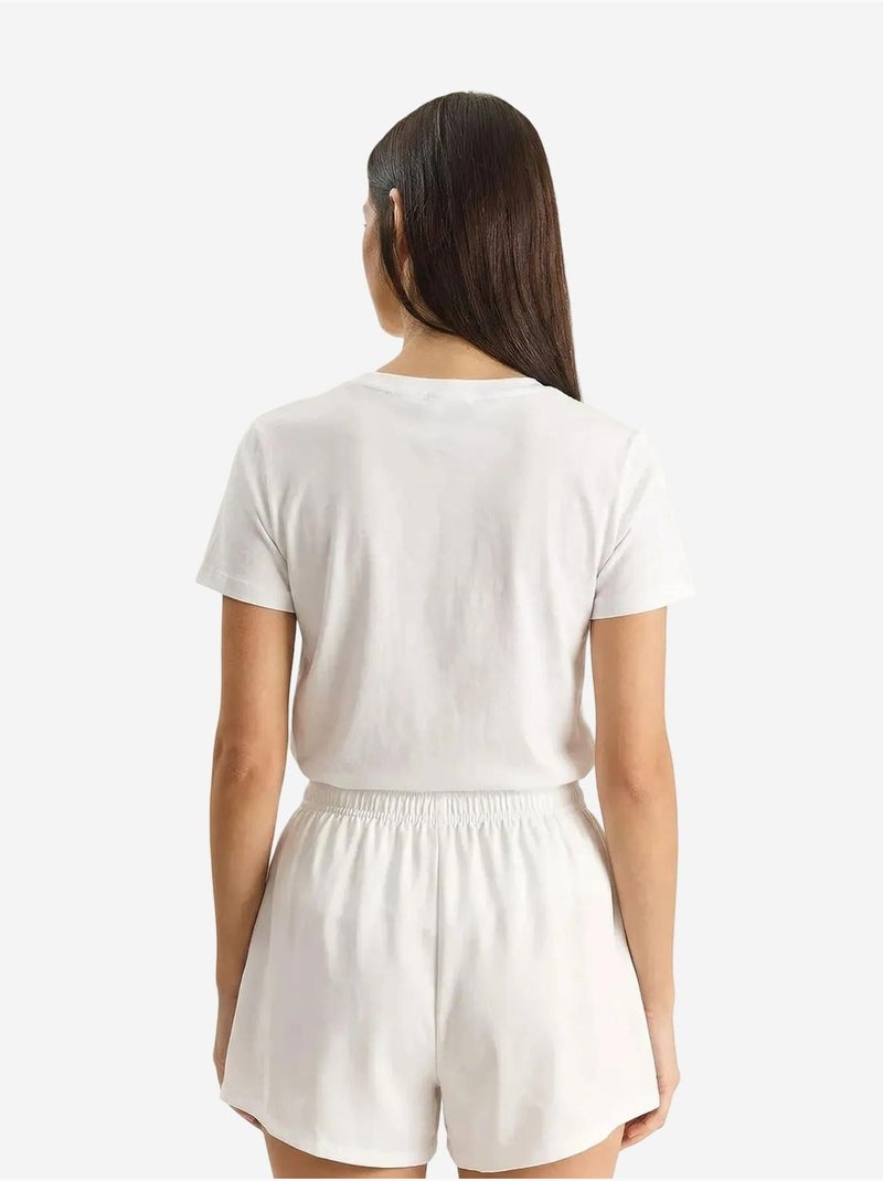 T-shirt girocollo ricamata lucci Bianco - Kiabi