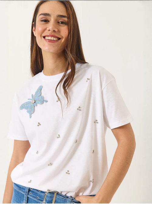 T-shirt girocollo ricamata lucci - Kiabi T-shirt girocollo ricamata lucci - Kiabi