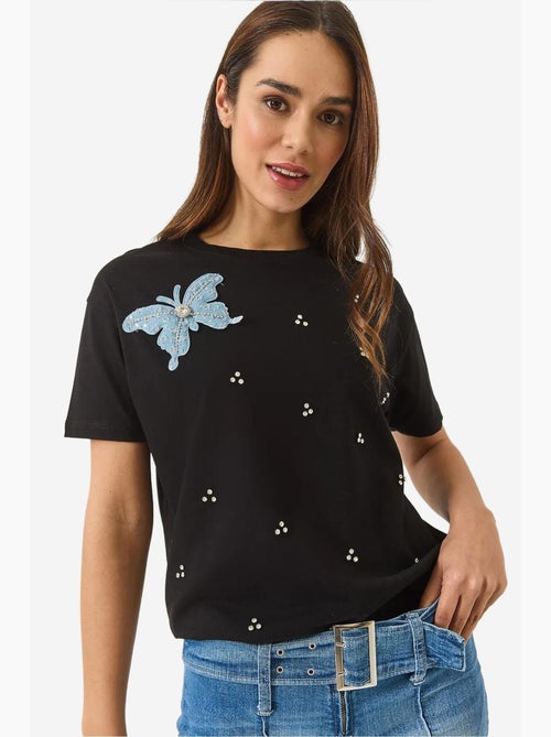 T-shirt girocollo ricamata lucci - Kiabi T-shirt girocollo ricamata lucci - Kiabi