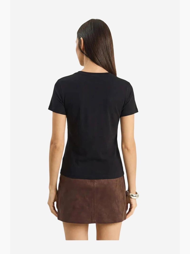T-shirt girocollo ricamata lucci Nero - Kiabi