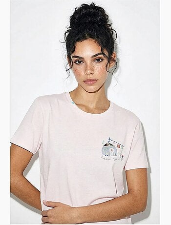 T-shirt girocollo ricamata lucci