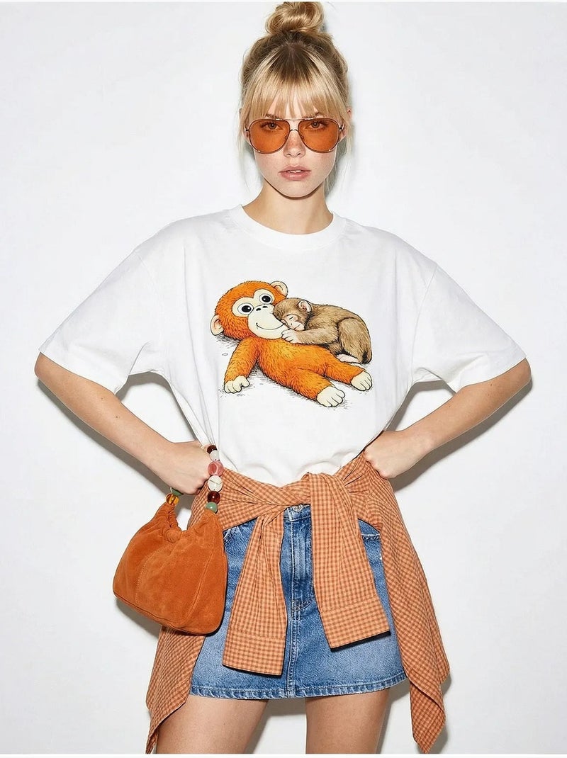 T-shirt girocollo stampata con dettaglio accessorio lucci Bianco - Kiabi