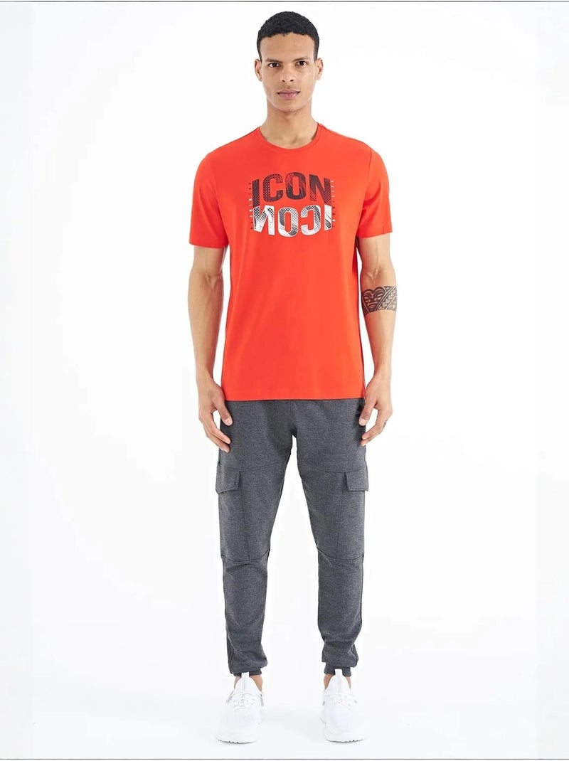 T-shirt girocollo stampata con patch tommy Arancione - Kiabi