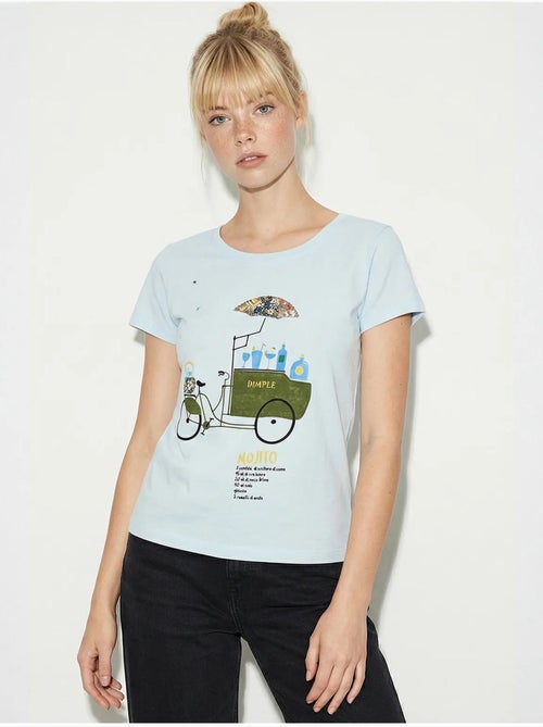 T-shirt girocollo stampata con ricamo lucci - Kiabi T-shirt girocollo stampata con ricamo lucci - Kiabi