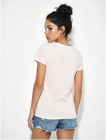 T-shirt girocollo stampata con ricamo lucci