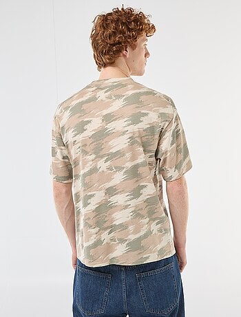 T-shirt girocollo stampato 'camouflage' in cotone