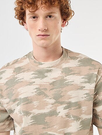 T-shirt girocollo stampato 'camouflage' in cotone