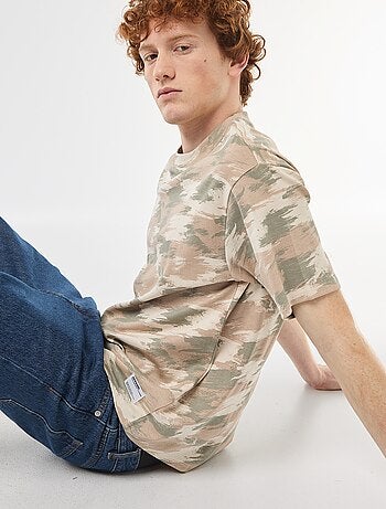 T-shirt girocollo stampato 'camouflage' in cotone