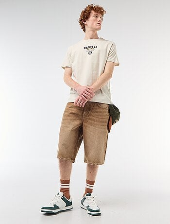 T-shirt girocollo stampato in cotone