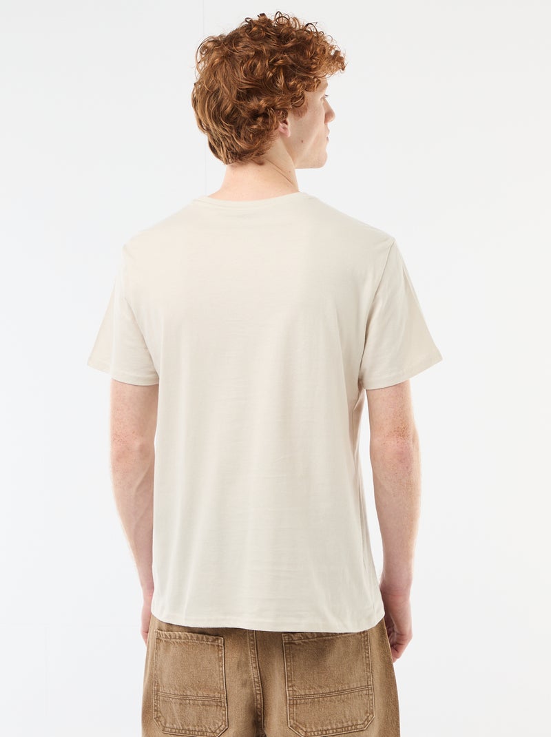 T-shirt girocollo stampato in cotone Beige - Kiabi