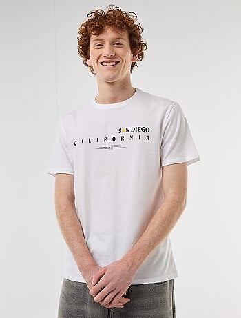 T-shirt girocollo stampato in cotone