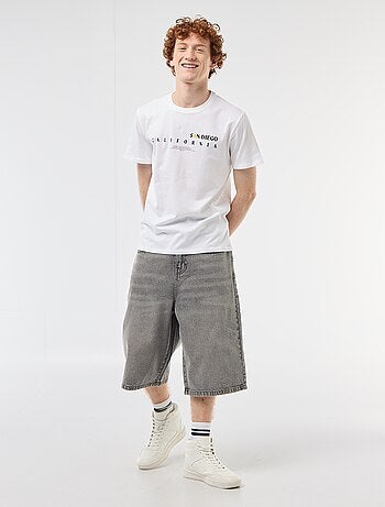 T-shirt girocollo stampato in cotone