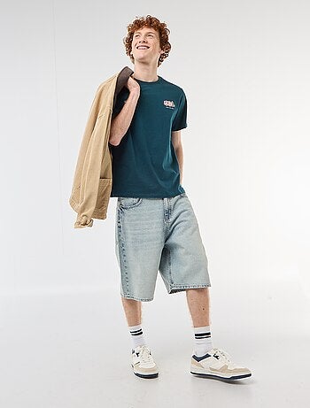 T-shirt girocollo stampato in cotone