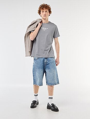 T-shirt girocollo stampato in cotone