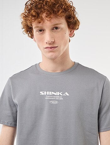 T-shirt girocollo stampato in cotone