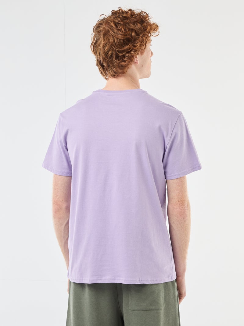 T-shirt girocollo stampato in cotone Viola - Kiabi