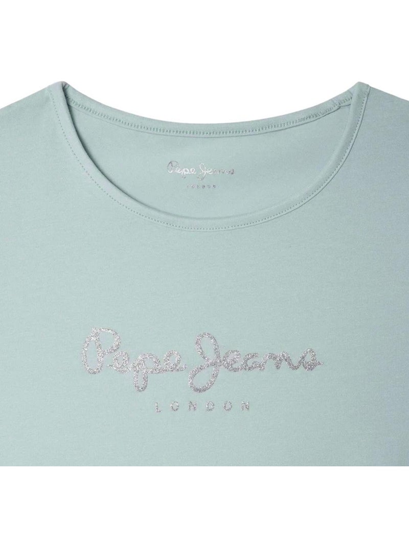 T-shirt Glitter da Ragazza Pepe Jeans Turchese - Kiabi
