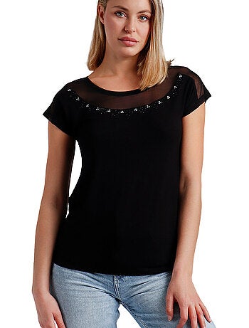 T-shirt glitterata a maniche corte da donna ADMAS