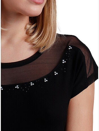 T-shirt glitterata a maniche corte da donna ADMAS