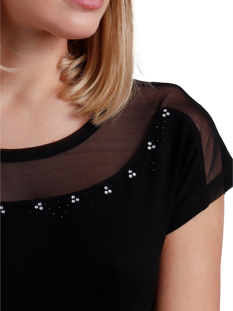 T-shirt glitterata a maniche corte da donna ADMAS Nero - Kiabi