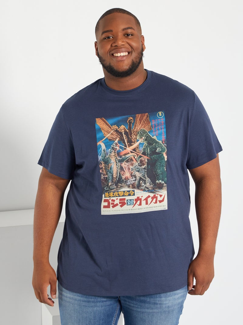 T-shirt 'Godzilla' stampa vintage blu nero - Kiabi
