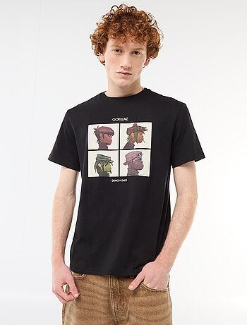 T-shirt 'Gorillaz' in cotone tinta unita