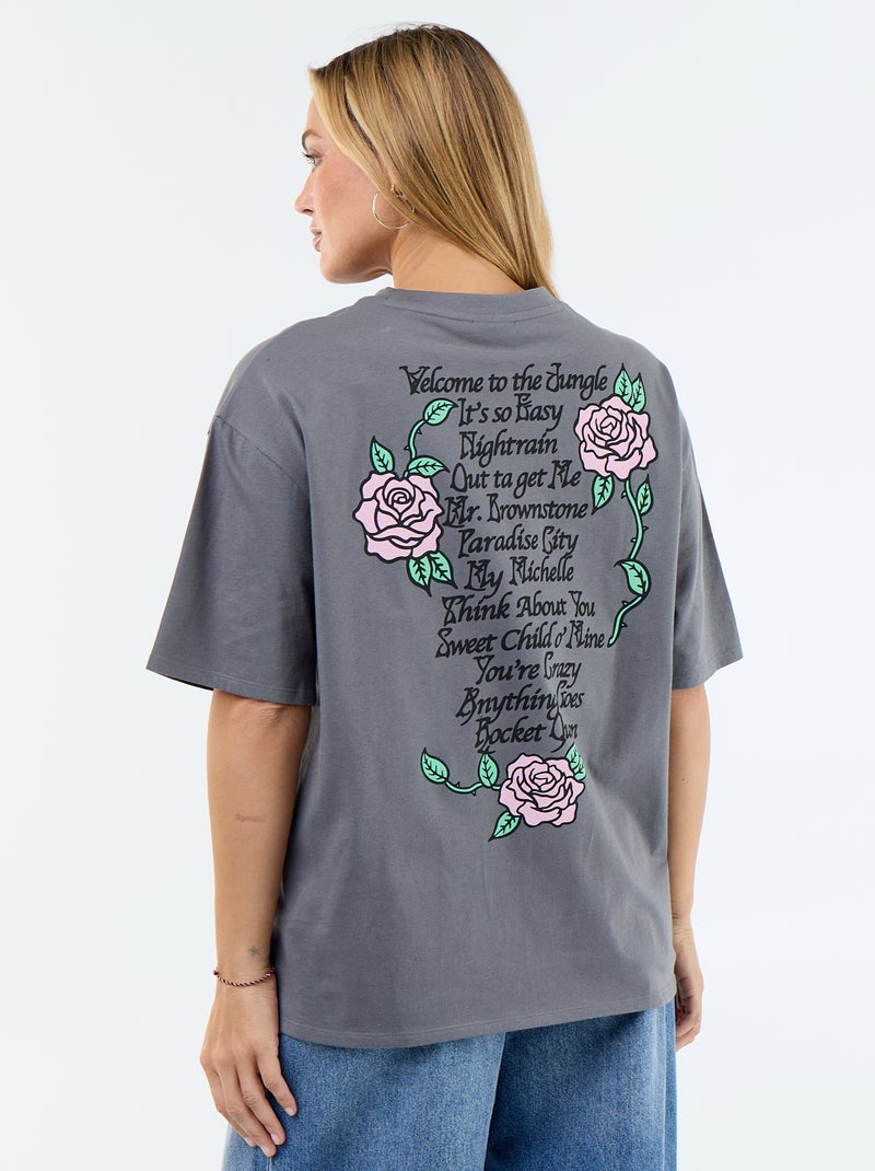 T-shirt \'Guns N\'Roses\' a maniche corte stampato fronte/retro Grigio - Kiabi