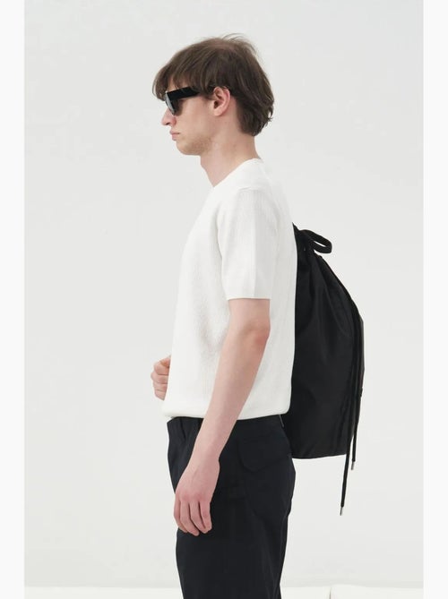 T-shirt in cotone a coste con girocollo giesto - Kiabi