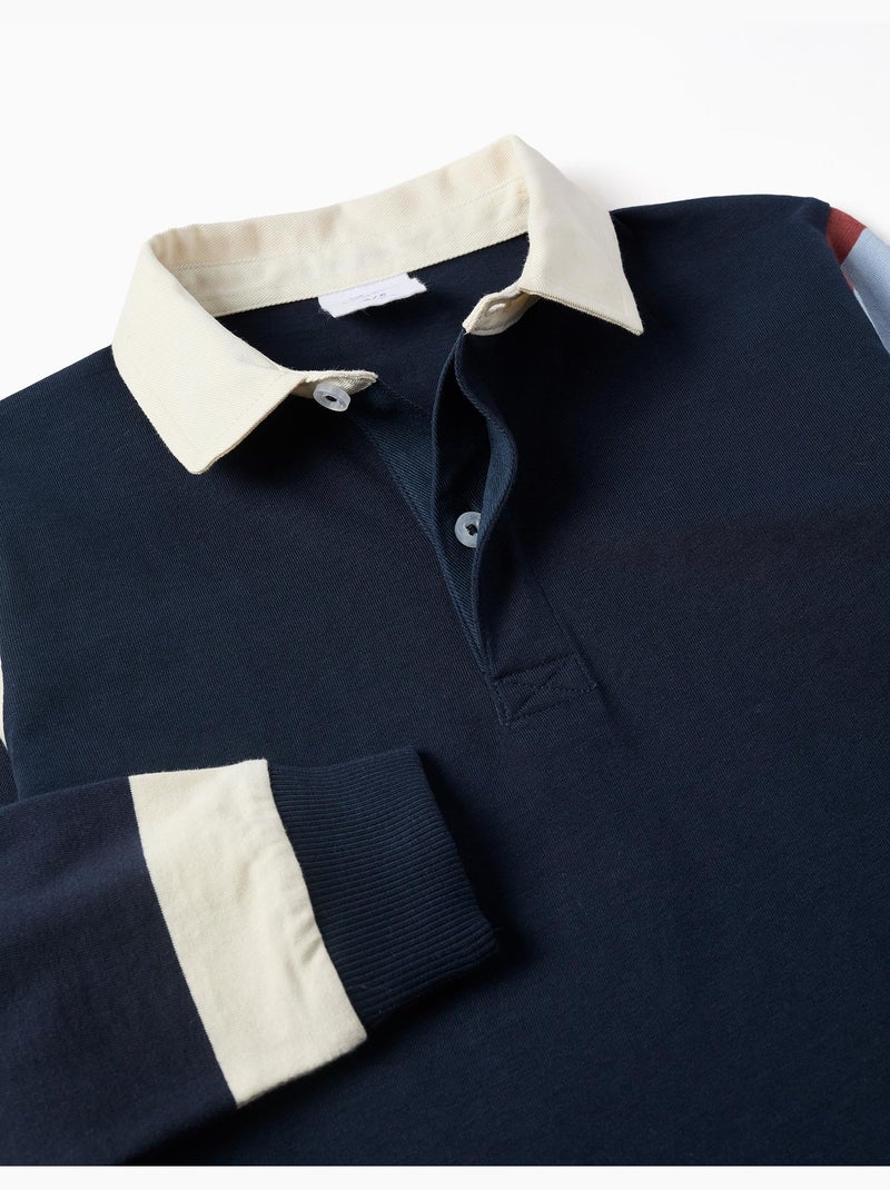 T-shirt in cotone a manica lunga a righe Blu scuro - Kiabi