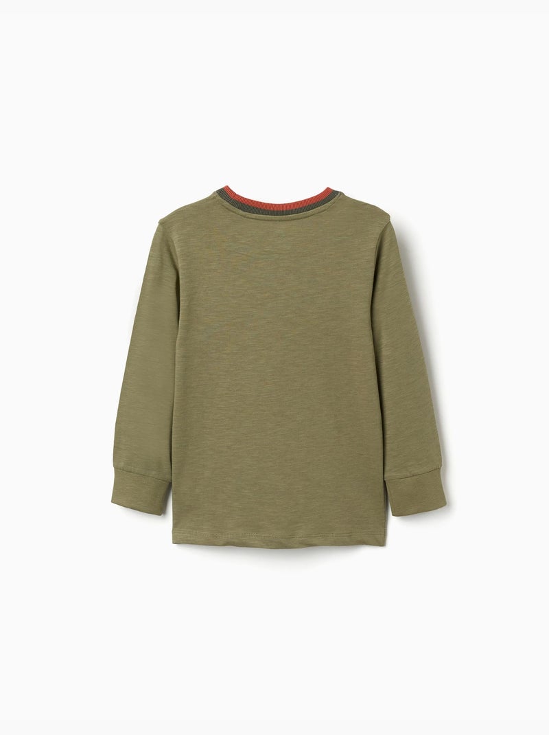 T-shirt in cotone a manica lunga cactus garden Verde scuro - Kiabi