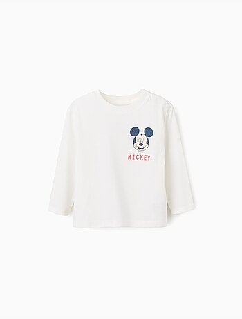 T-shirt in cotone a manica lunga con stampe di mickey