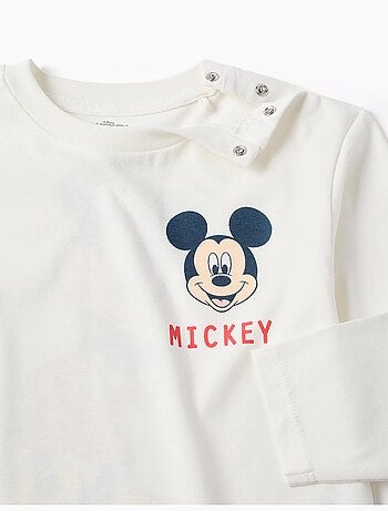 T-shirt in cotone a manica lunga con stampe di mickey