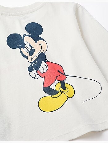 T-shirt in cotone a manica lunga con stampe di mickey