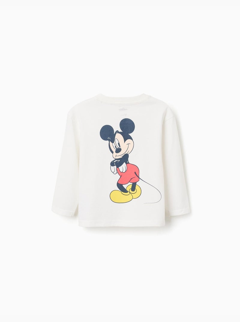 T-shirt in cotone a manica lunga con stampe di mickey Bianco - Kiabi