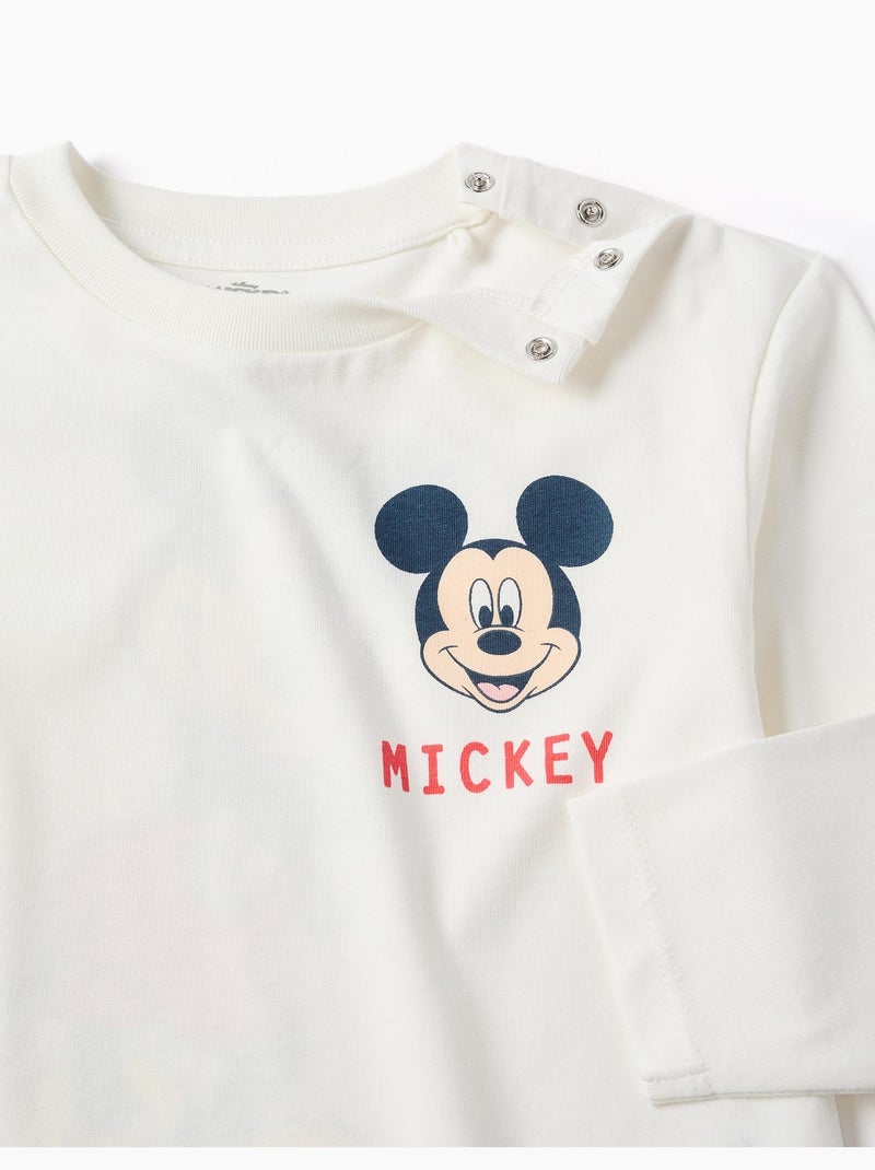 T-shirt in cotone a manica lunga con stampe di mickey Bianco - Kiabi