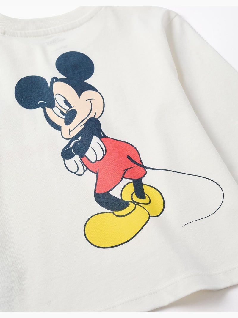 T-shirt in cotone a manica lunga con stampe di mickey Bianco - Kiabi
