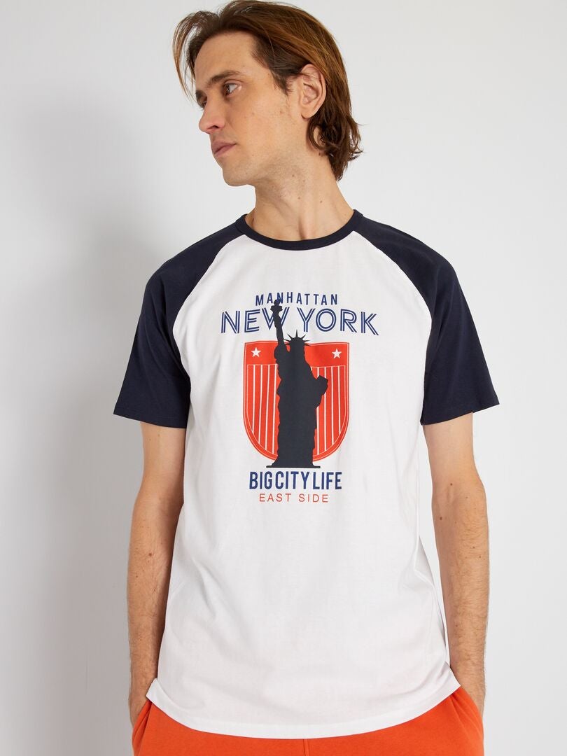 T-shirt in cotone a maniche corte BIANCO - Kiabi