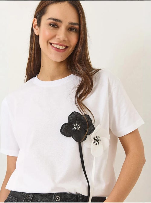 T-shirt in cotone a maniche corte con accessorio lucci - Kiabi