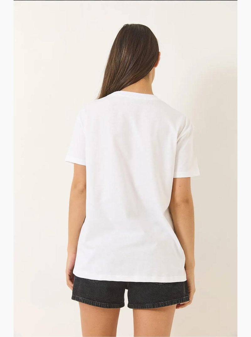 T-shirt in cotone a maniche corte con accessorio lucci Bianco - Kiabi