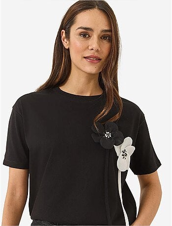 T-shirt in cotone a maniche corte con accessorio lucci