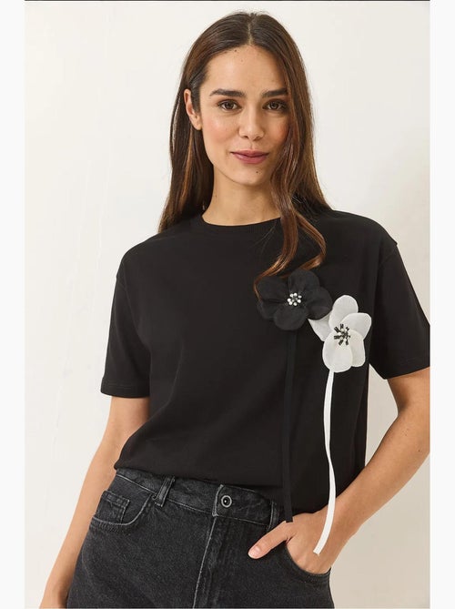 T-shirt in cotone a maniche corte con accessorio lucci - Kiabi