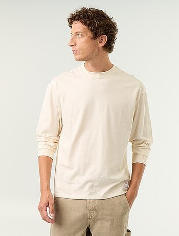 T-shirt in cotone a maniche lunghe e scollo rotondo