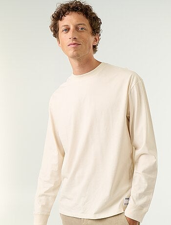 T-shirt in cotone a maniche lunghe e scollo rotondo