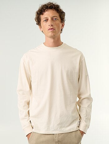 T-shirt in cotone a maniche lunghe e scollo rotondo