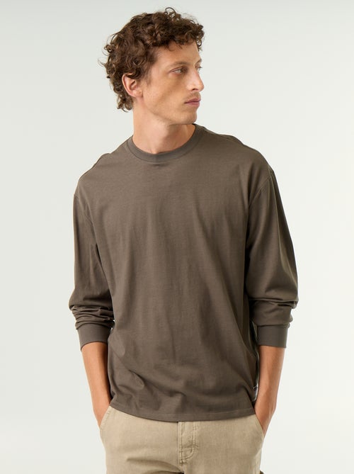 T-shirt in cotone a maniche lunghe e scollo rotondo - Kiabi T-shirt in cotone a maniche lunghe e scollo rotondo - Kiabi