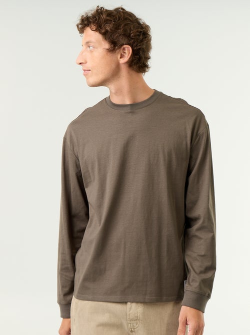 T-shirt in cotone a maniche lunghe e scollo rotondo - Kiabi T-shirt in cotone a maniche lunghe e scollo rotondo - Kiabi