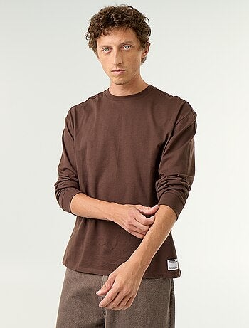 T-shirt in cotone a maniche lunghe e scollo rotondo